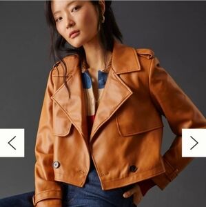 Avec Les Filles Crop Tan Leather Jacket NWG